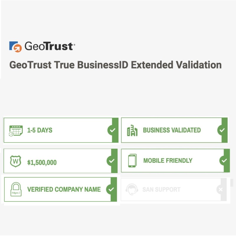 GeoTrust TrueBusiness ID Standard EV-Single Domain